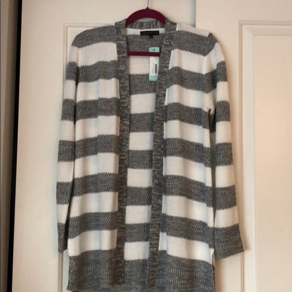 Grey and white striped sweater